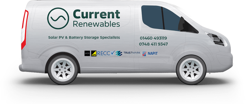 White van with Current Renewables branding
