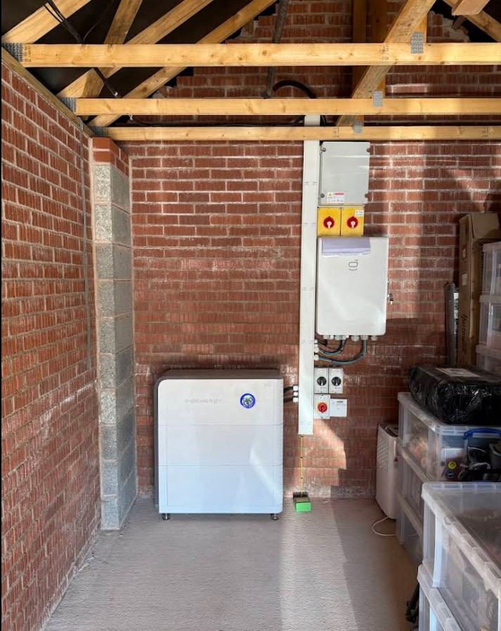 Energy storage system in brick garage.