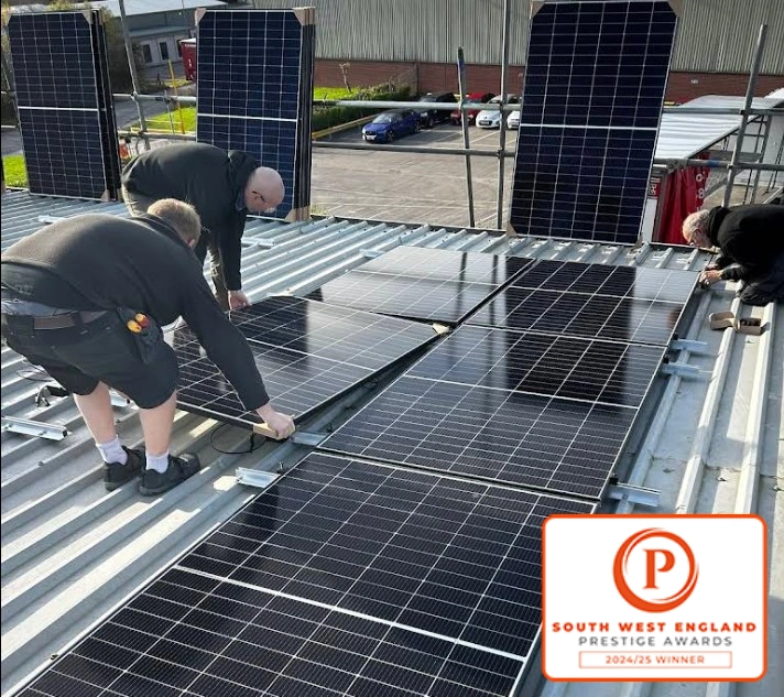 Installing solar panels on industrial roof